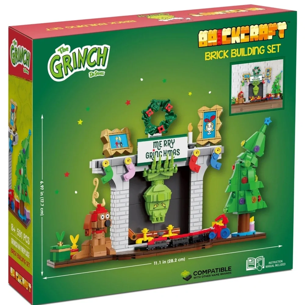 LEGO BRICKCRAFT The GRINCH Dr. Seuss Christmas Fireplace Set - NEW